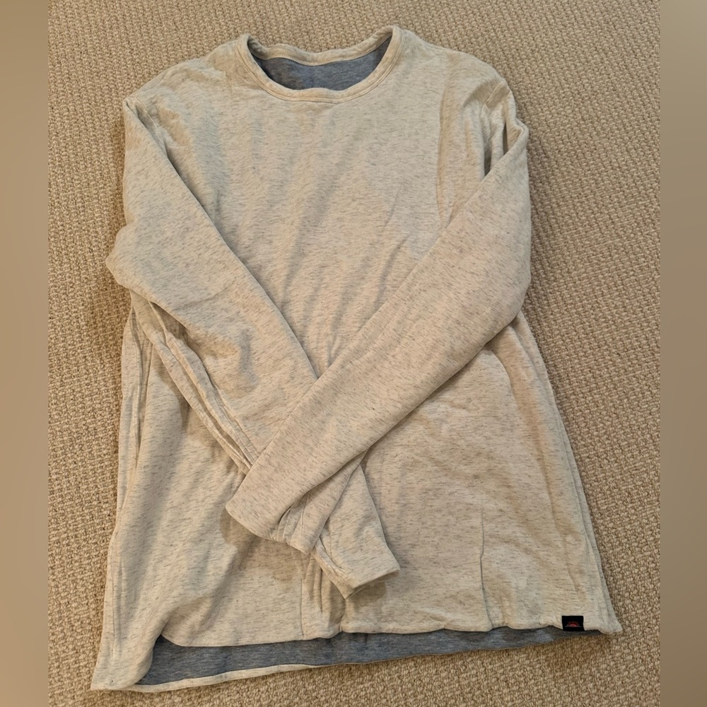 Faherty Reversible Cloud Crew blue or cream heather